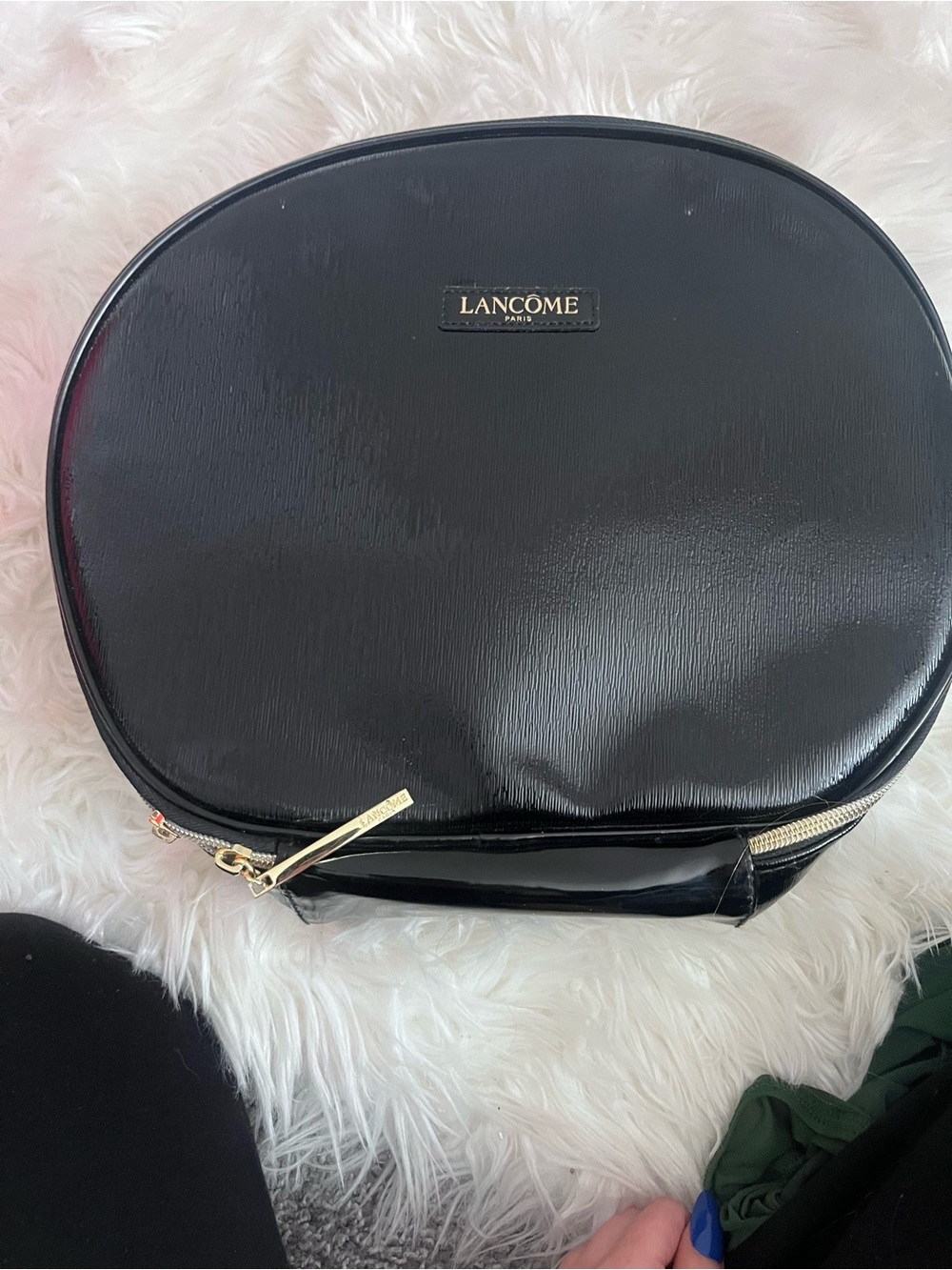 Lancôme Black Round Cosmetic Case with Gold Accents